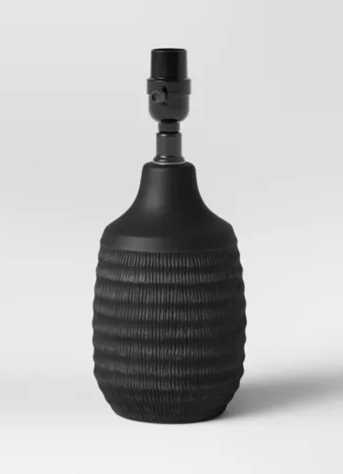 12.25"x5.25" Small Textured Ceramic Lamp Base Black - Threshold™: Chic Raised Design,