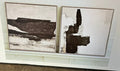 24”x24” framed canvas black - set of 2 featuring a modern digital abstract design - AS IS - PICK UP ONLY