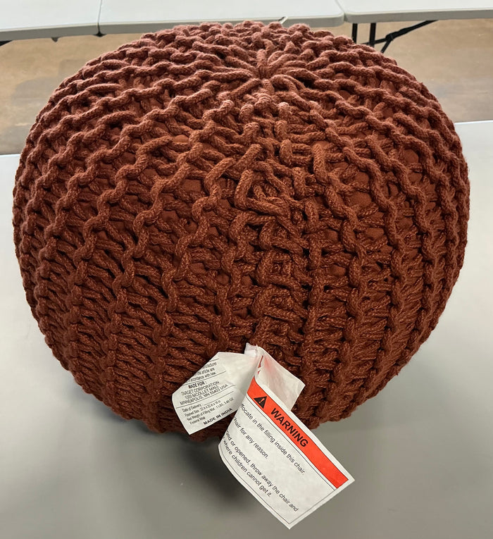 16x22” rope knit pouf orange - PICK UP ONLY