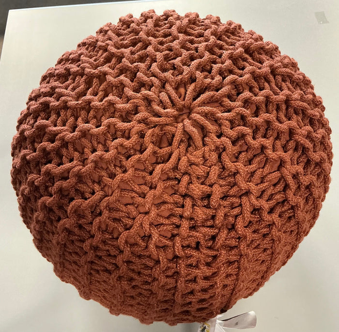 16x22” rope knit pouf orange - PICK UP ONLY