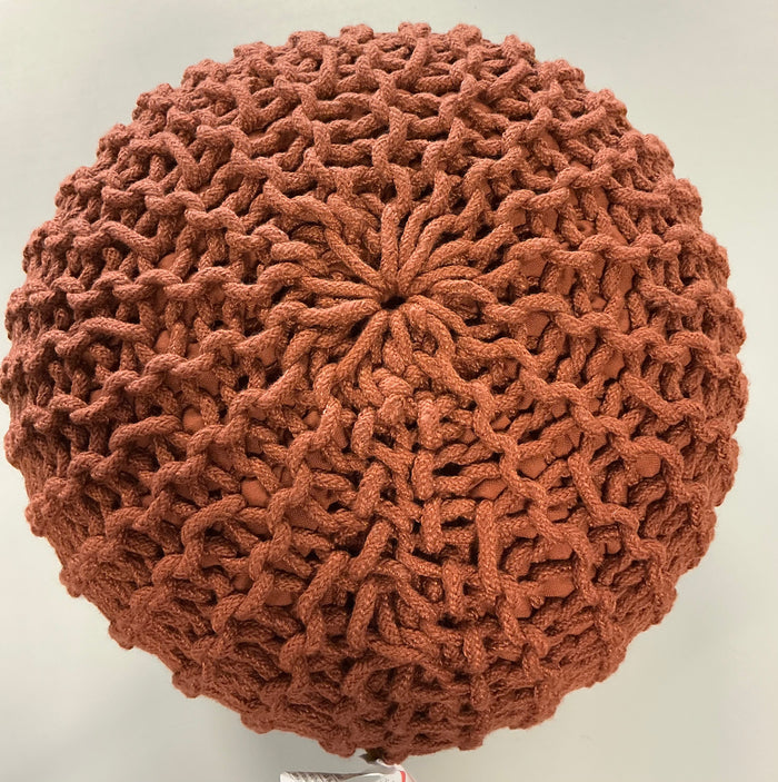16x22” rope knit pouf orange - PICK UP ONLY