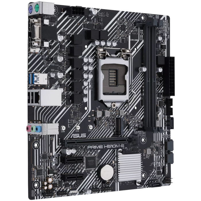 ASUS PRIME H510M-E LGA1200 mATX MB - Intel H510 2xDIMM DDR4 1xM.2 4xSATA PCIe 4.0 1Gb Ethernet 1xD-SUB 1xDisplayPort 1xHDMI with COM and RGB header - product photo