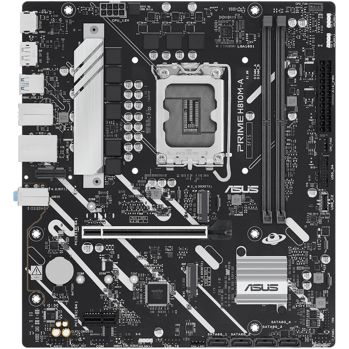 ASUS PRIME H810M-A-CSM LGA1851 mATX MB - Intel H810 2xDIMM DDR5 2xM.2 4xSATA PCIe 4.0 1Gb Ethernet 1xDisplayPort 1xHDMI with Aura Sync - image 2