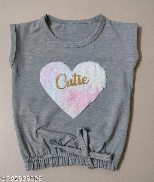 Cotton Blend Sleeveless Top for Girls (Grey, 0-1 Years)