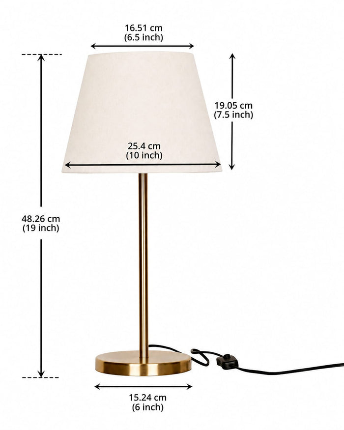 Gold Metal Study Table Lamp with Natural Fiber Shade