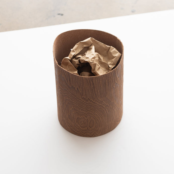 Irose "Plywood" Leather Trash Bin - tortoise general store