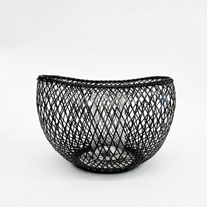 Kosuga Flower Basket Black - tortoise general store, hand woven bamboo flower basket, mayu basket