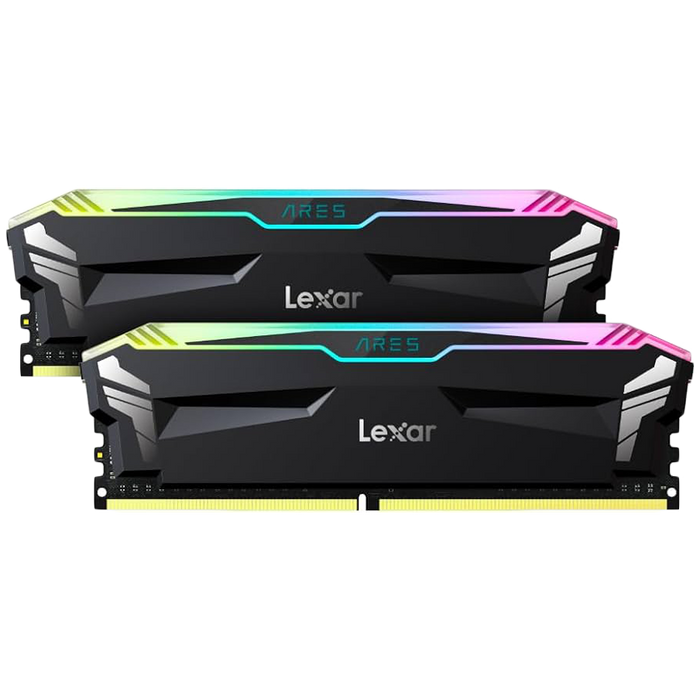 Lexar 2x8GB Ares DDR4 3600 UDIMM Memory with heatsink and RGB lighting, Black Color, Dual pack – product image