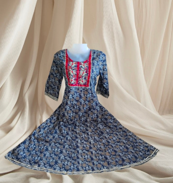 Maverick Blue Anarkali kurti