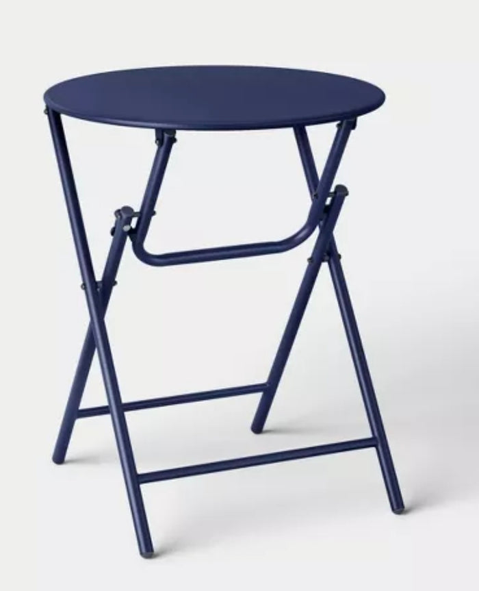 Metal Round Open Weave Bistro Patio End Table Navy Blue - Threshold™ PICKUP ONLY