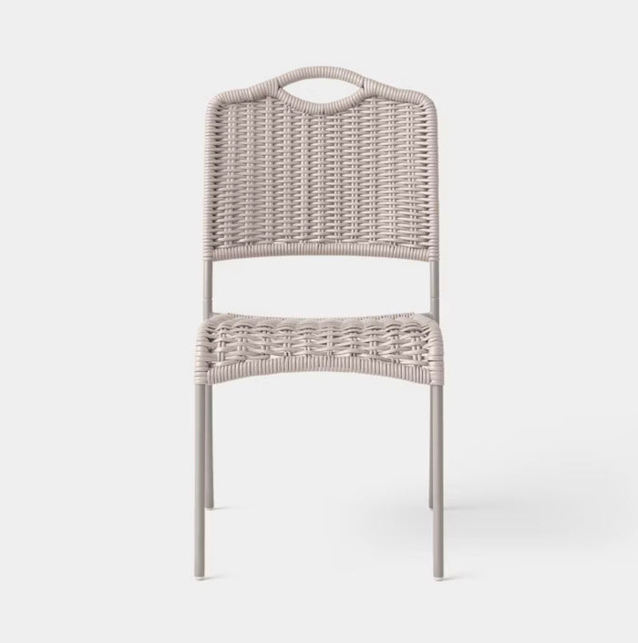 Monochromatic Rope Armless Patio Dining Stack Chair - Beige - Out of Box - FOR PICKUP ONLY