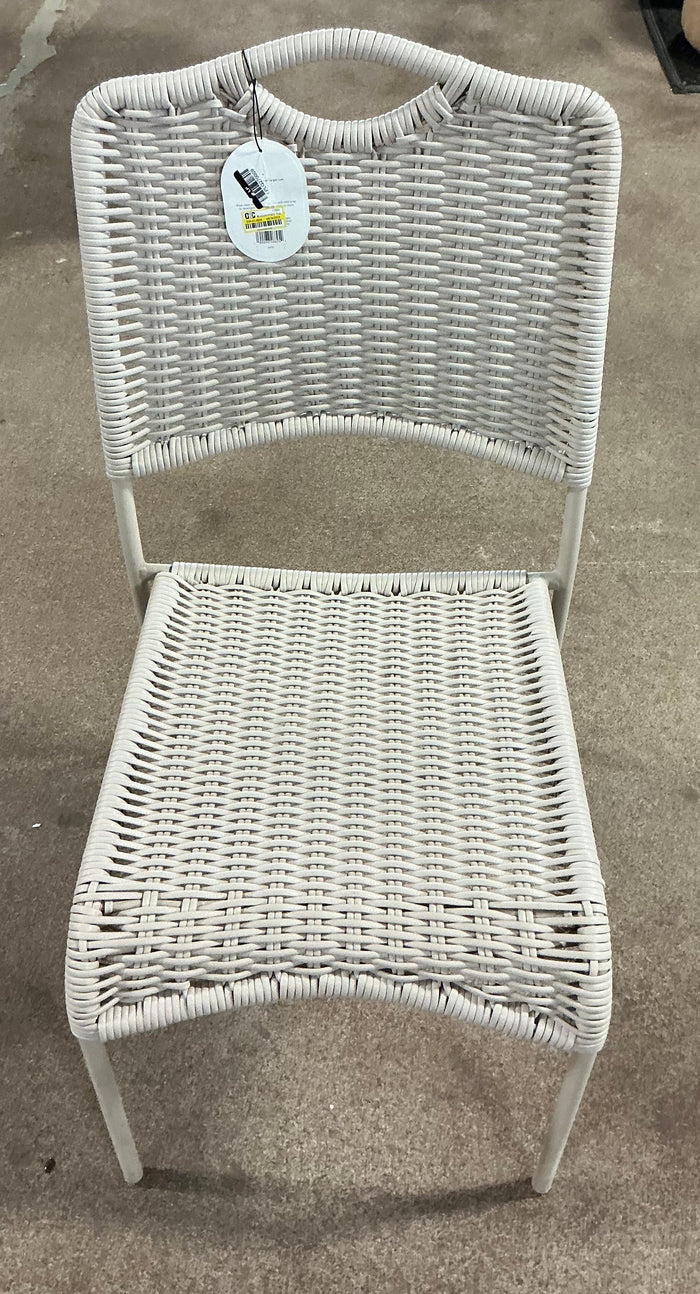 Monochromatic Rope Armless Patio Dining Stack Chair - Beige - Out of Box - FOR PICKUP ONLY