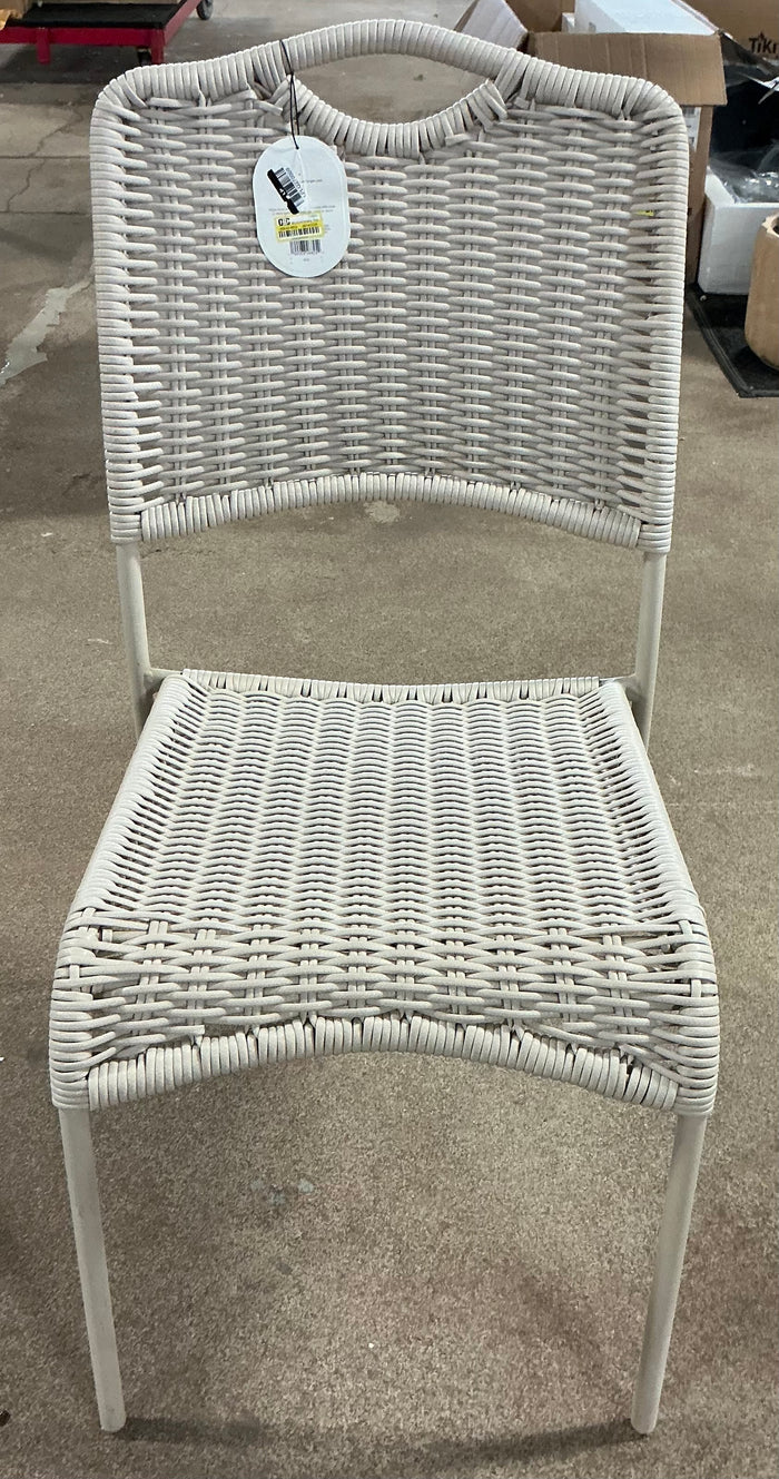 Monochromatic Rope Armless Patio Dining Stack Chair - Beige - Out of Box - FOR PICKUP ONLY
