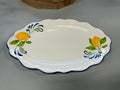 Mulhouse 15.75” ceramic oval serving tray white/blue edge - FOR PICKUP ONLY