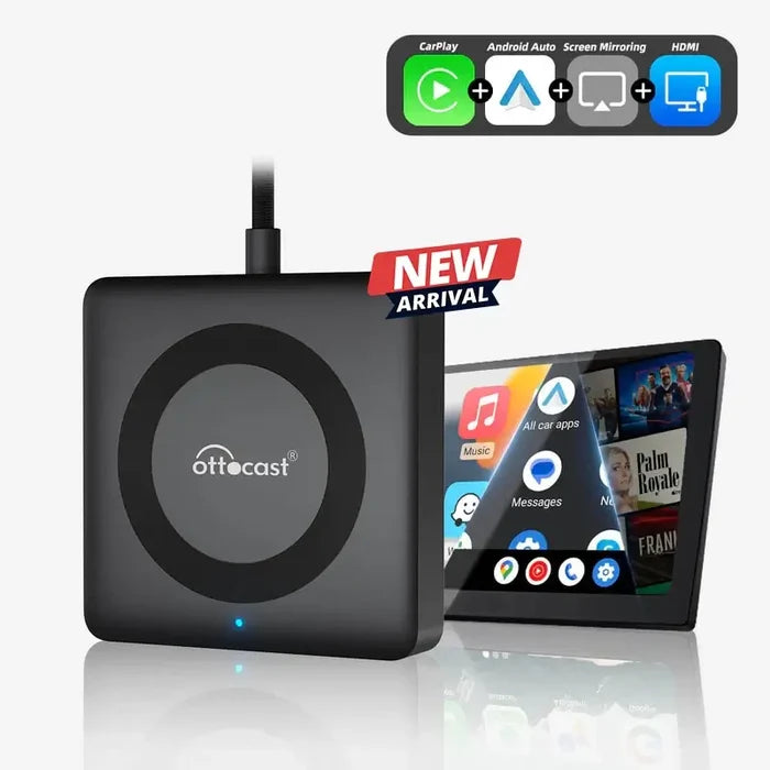 Ottocast® Car TV Mate Pro | Streaming HDMI + Fire TV Stick + Mirroring dello Schermo & Adattatore Wireless CarPlay Android Auto