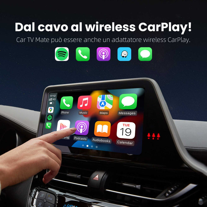 Ottocast® Car TV Mate Pro | Streaming HDMI + Fire TV Stick + Mirroring dello Schermo & Adattatore Wireless CarPlay Android Auto