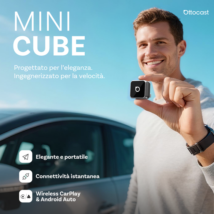 Ottocast® Mini Cube 3.0 Adattatore Wireless per CarPlay e Android Auto