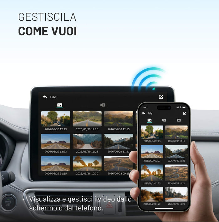 Ottocast® OttoSafe Cam 2 in 1 Dash Cam per Auto con CarPlay Wireless