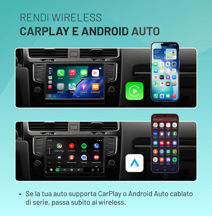 Ottocast® OttoSafe Cam 2 in 1 Dash Cam per Auto con CarPlay Wireless