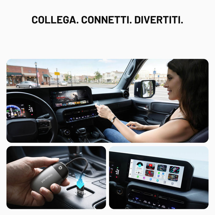 Ottocast® Play2Video X Adattatore Wireless con Streaming per CarPlay e Android Auto con YouTube, Netflix