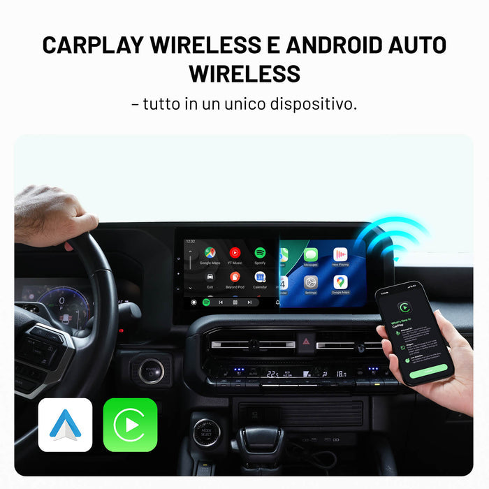 Ottocast® Play2Video X Adattatore Wireless con Streaming per CarPlay e Android Auto con YouTube, Netflix