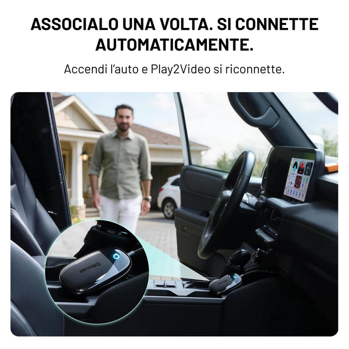 Ottocast® Play2Video X Adattatore Wireless con Streaming per CarPlay e Android Auto con YouTube, Netflix