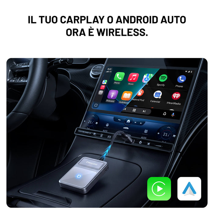 Ottocast® U2Air Edge – Adattatore Wireless per CarPlay e Android Auto