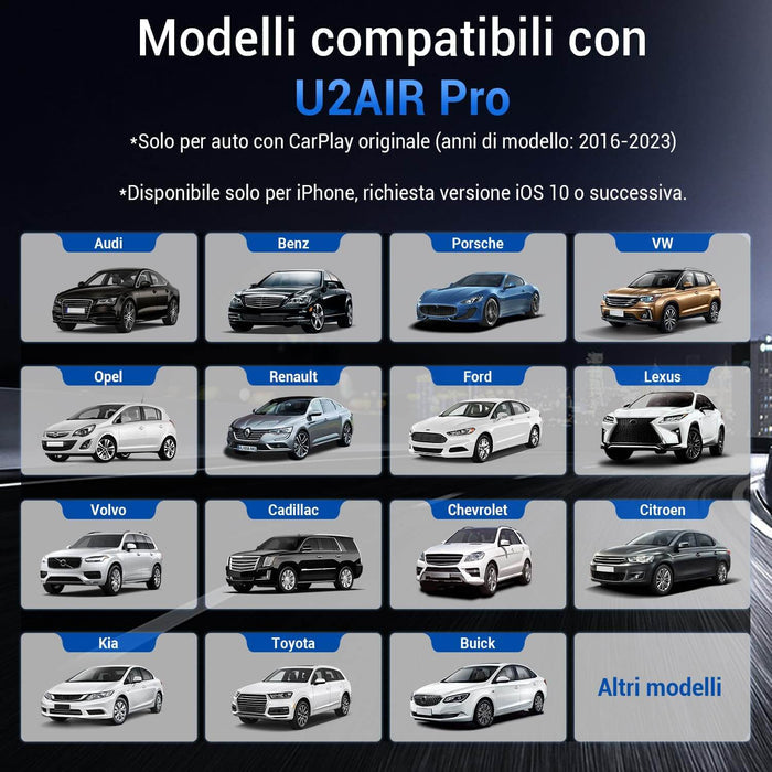 OTTOCAST® U2AIR Pro Adattatore CarPlay Wireless