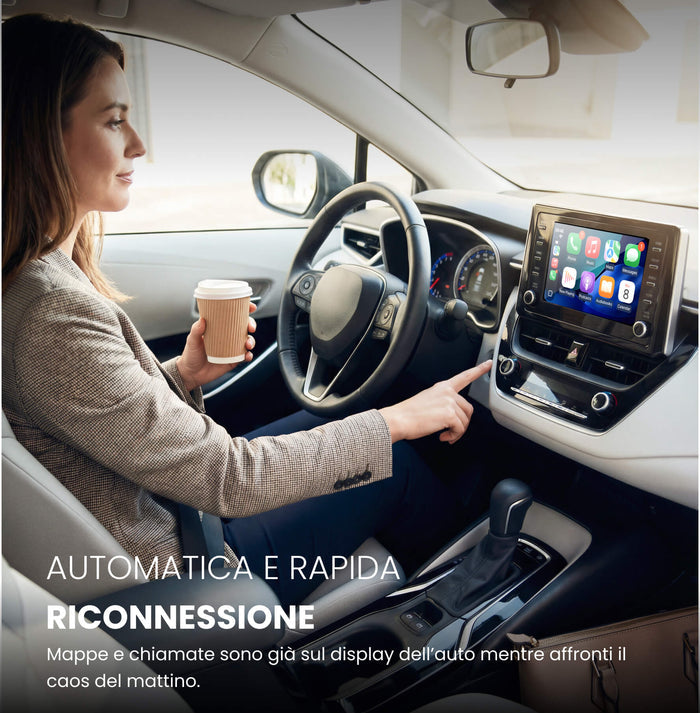 OTTOCAST®Mini Tube – Adattatore Wireless CarPlay e Android Auto
