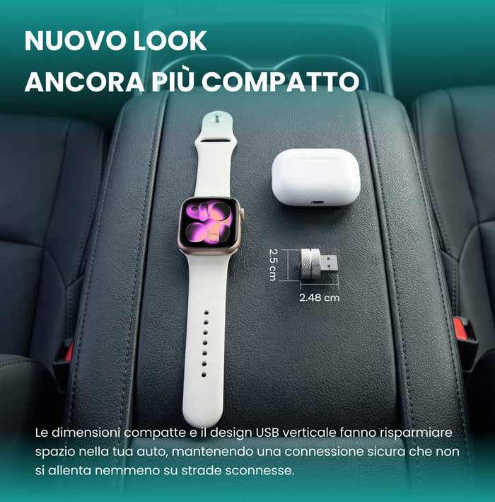 OTTOCAST®Mini Tube – Adattatore Wireless CarPlay e Android Auto
