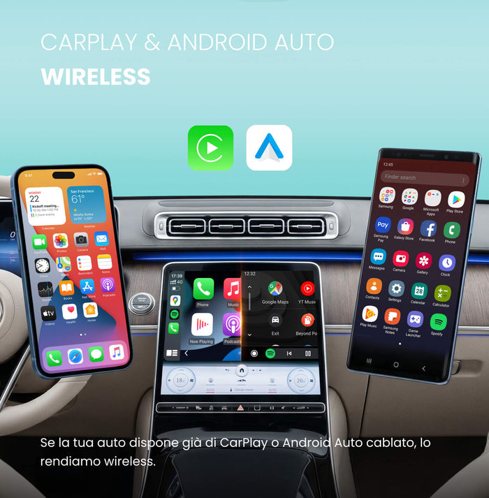 Ottocst® Mini Tube – Adattatore Wireless CarPlay e Android Auto