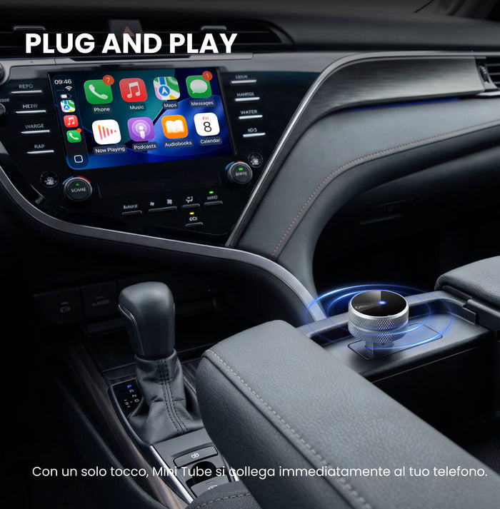 Ottocst® Mini Tube – Adattatore Wireless CarPlay e Android Auto