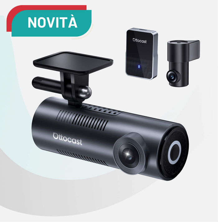 OttoSafe Cam 3 in 1: Dash Cam con CarPlay e Android Auto wireless