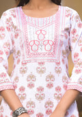 Pink and White Color Straight Kurta set with Dupatta and pant