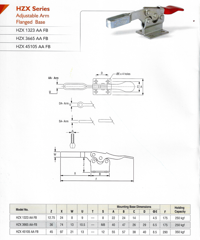 Strong Grip HZX-1323-AA-FB Horizontal Hold-Down Toggle Clamp | 550 lb