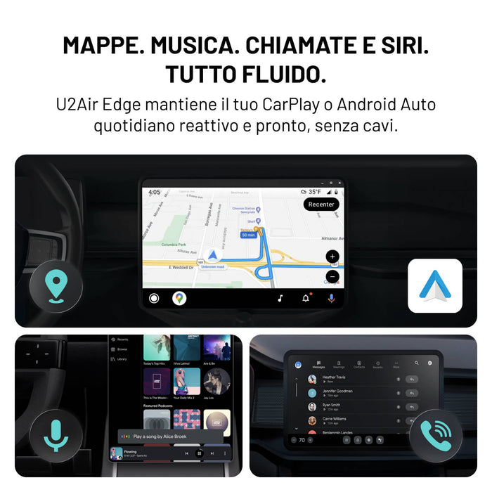 U2Air Edge – Adattatore Wireless per CarPlay e Android Auto